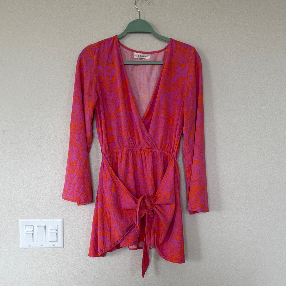 L*Space Pink and Orange Floral Long Sleeve Dress